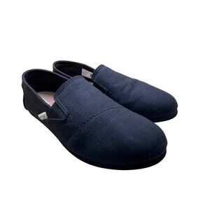 Toms Classic Black Canvas Slip-Ons For Women Size 8 Comfortable Casual Shoes Wit